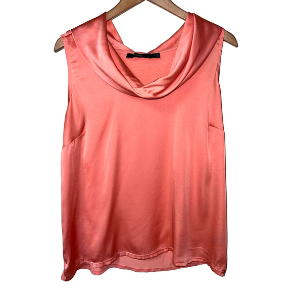 Peach Fuzz Eloquii PLUS 14W Drape Cowl Neck Tank TOP Faux Silk Blouse Shell 1X - Picture 2 of 8